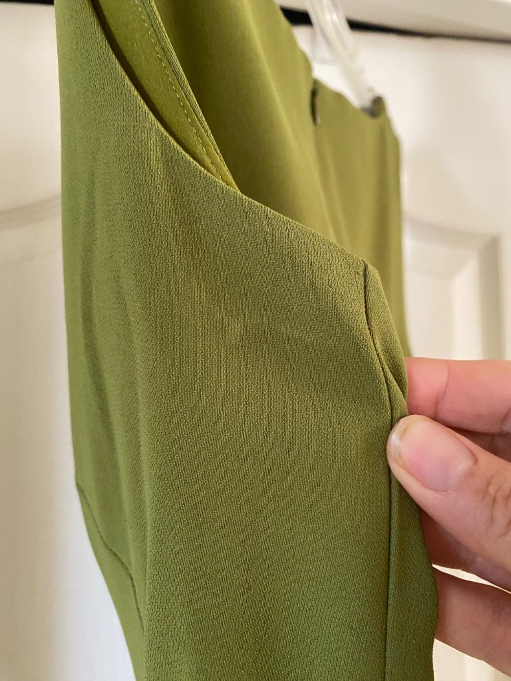 Ann Taylor Olive Green Sleeveless Pleated Midi Dress - Picture 5 of 5
